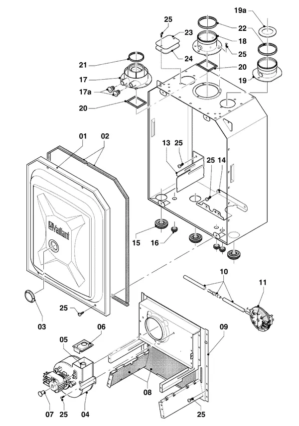Exploded view Vaillant thermoCOMPACT VC 255/4-7 Turbo: Verbrandingskamer