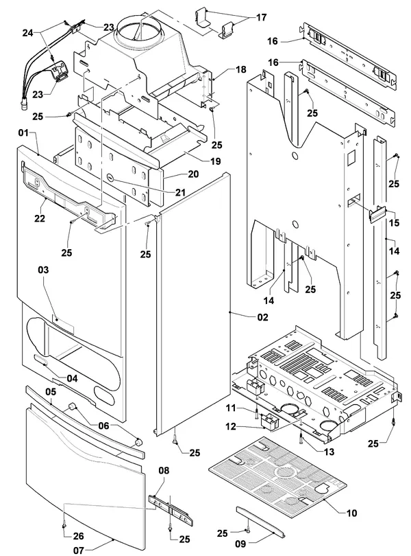 Exploded view Vaillant thermoCOMPACT VCW 254/4-7: Mantel