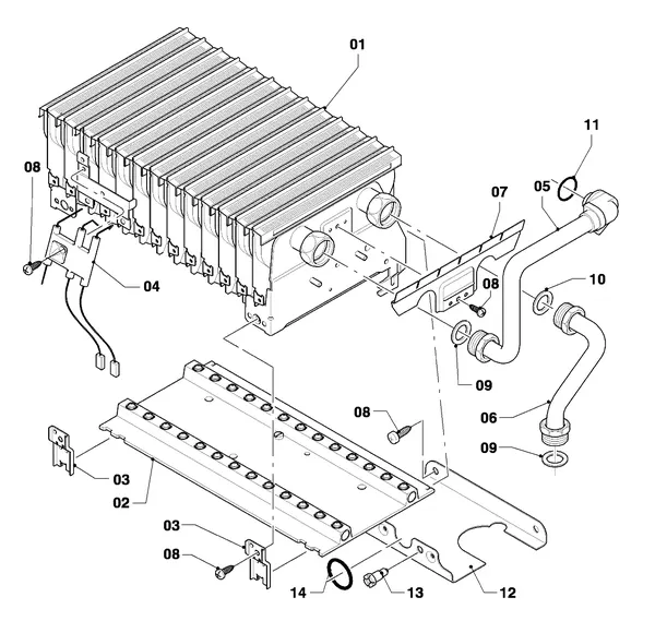 Exploded view Vaillant thermoCOMPACT VCW 255 4-7 Turbo: Brander