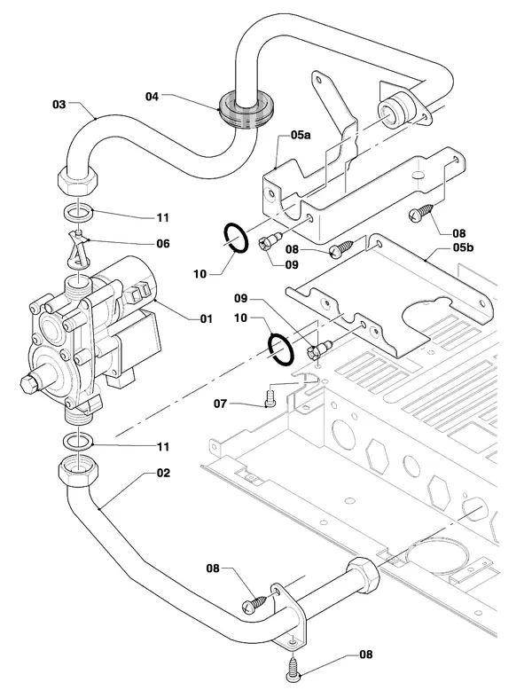Exploded view Vaillant thermoCOMPACT VCW 255 4-7 Turbo: Gasblok