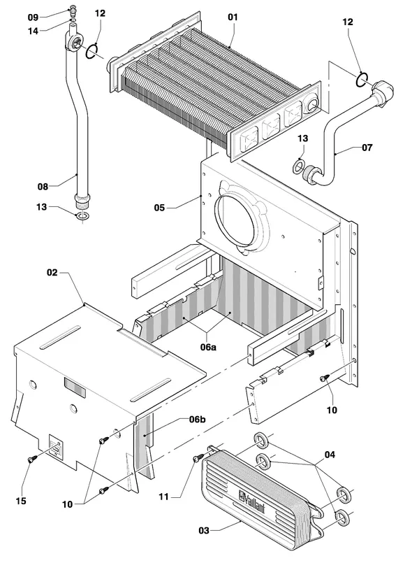 Exploded view Vaillant thermoCOMPACT VCW 255 4-7 Turbo: Wisselaar