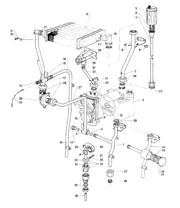 Exploded view Vaillant Cv-ketel Turbo VC 112 E: Aansluitdelena