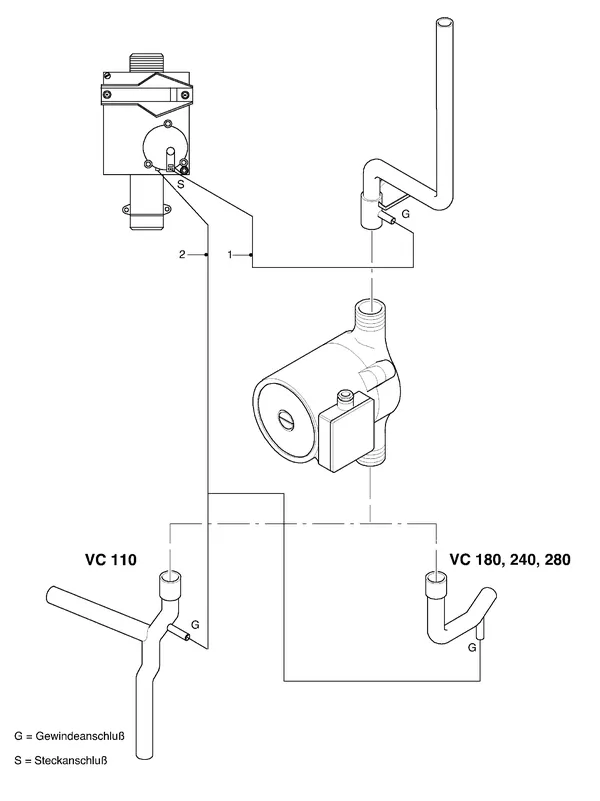 Exploded view Vaillant Cv-ketel Turbo VC 112 E: Aansluitdelenb