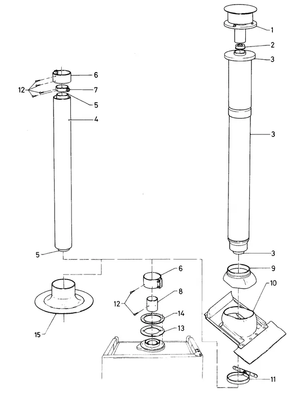 Exploded view Vaillant Cv-ketel Turbo VC 112 E: Vertikale dakdoorvoera