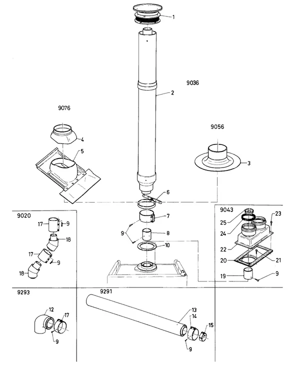 Exploded view Vaillant Cv-ketel Turbo VC 112 E: Vertikale dakdoorvoerb