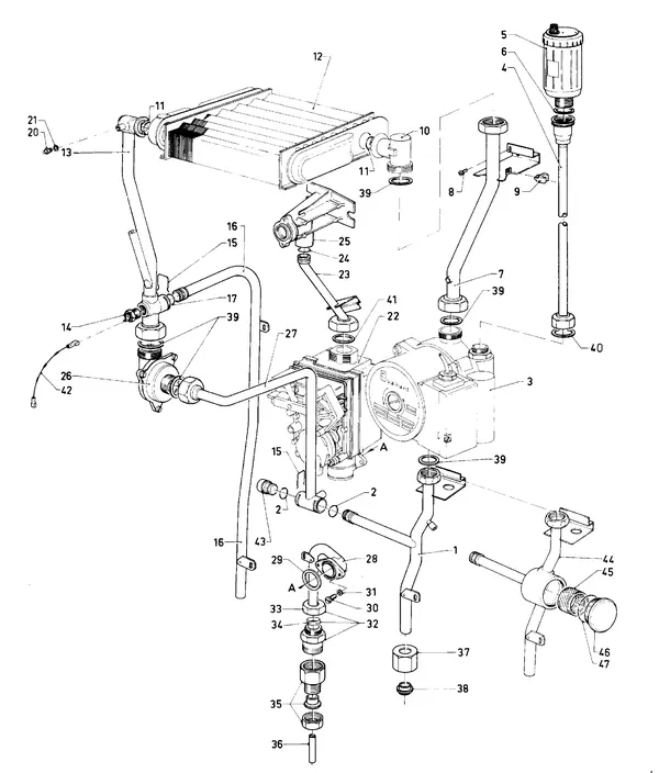 Exploded view Vaillant Cv-ketel Turbo VC 142 E: Aansluitdelena