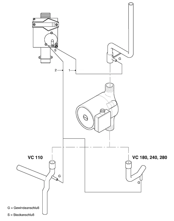Exploded view Vaillant Cv-ketel Turbo VC 142 E: Aansluitdelenb