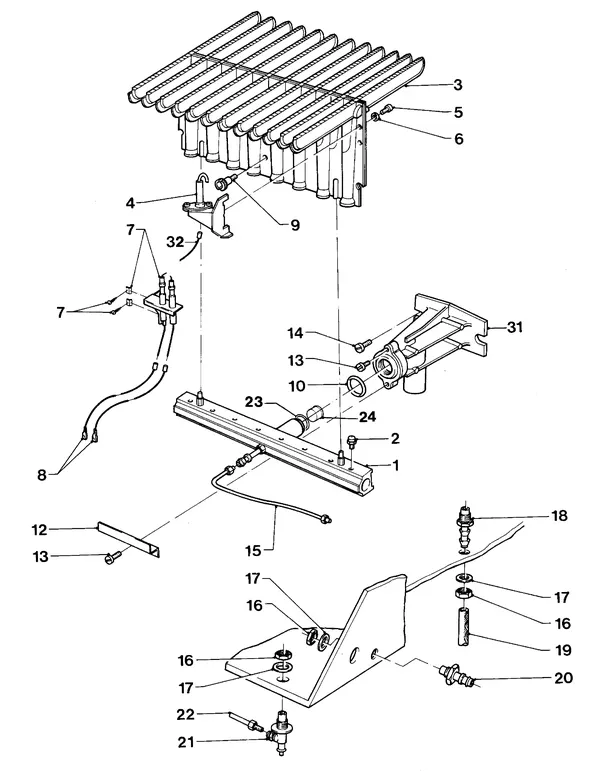 Exploded view Vaillant Cv-ketel Turbo VC 142 E: Brander