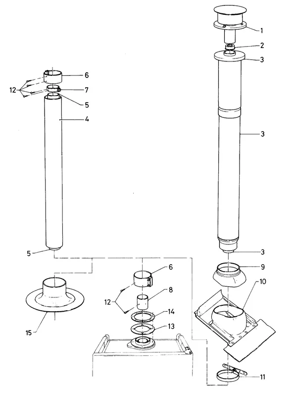 Exploded view Vaillant Cv-ketel Turbo VC 142 E: Vertikale dakdoorvoera