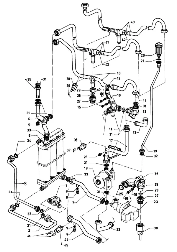 Exploded view Vaillant Cv-ketel Turbo VC 182 E: Aansluitdelena
