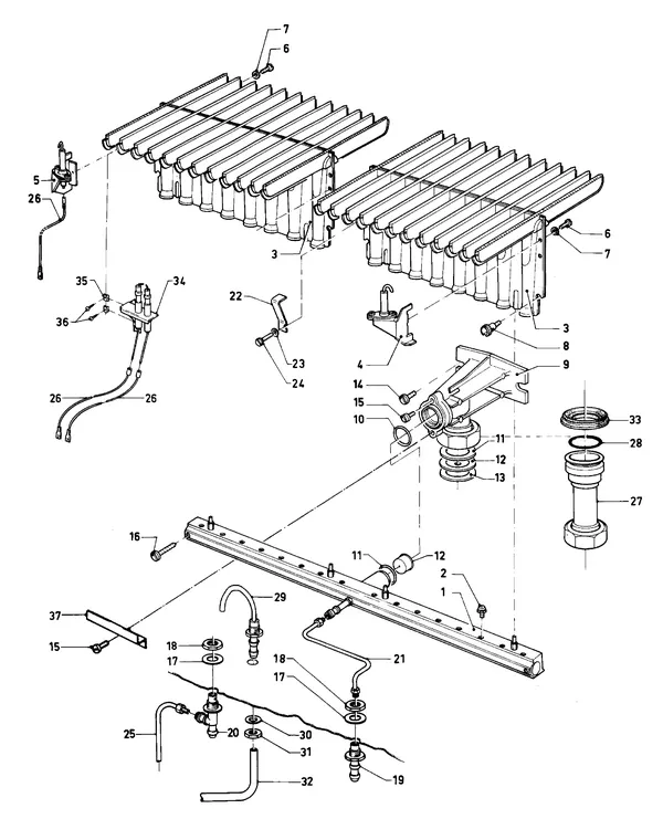 Exploded view Vaillant Cv-ketel Turbo VC 182 E: Brander