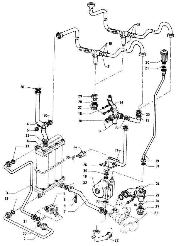 Exploded view Vaillant Cv-ketel VC 184 XE (TTB): Aansluitdelena
