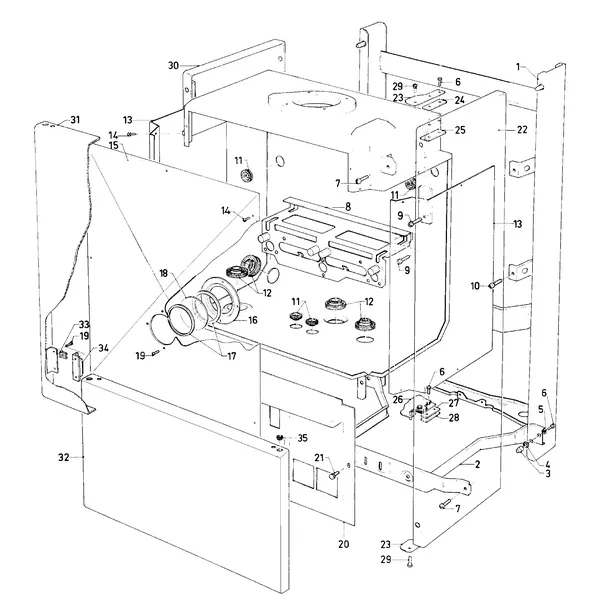 Exploded view Vaillant Cv-ketel Turbo VC 185 E: Manteldelen