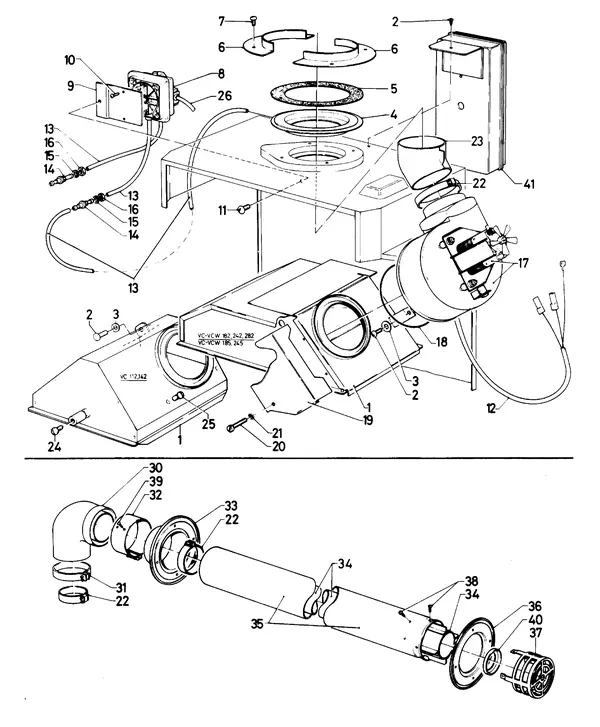 Exploded view Vaillant Cv-ketel Turbo VC 185 E: Verbrandings afvoer
