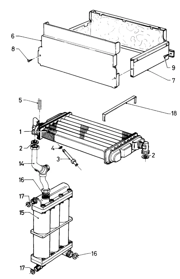 Exploded view Vaillant Cv-ketel Turbo VC 185 E: Warmtewisselaar