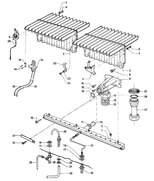 Exploded view Vaillant Cv-ketel Turbo VC 242 E: Brander