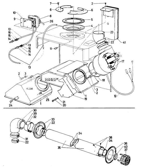 Exploded view Vaillant Cv-ketel Turbo VC 245 E: Verbrandings luchaanvoer