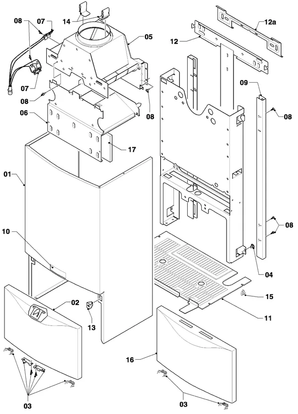 Exploded view Vaillant Cv-ketel VC 254/3: Manteldelen
