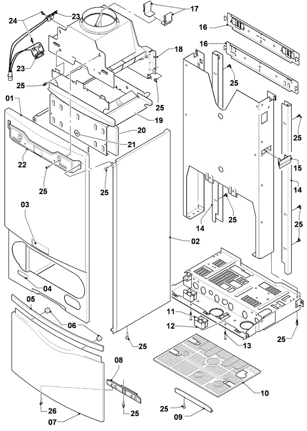 Exploded view Vaillant Cv-ketel VC 254/4-7 R3: Manteldelen