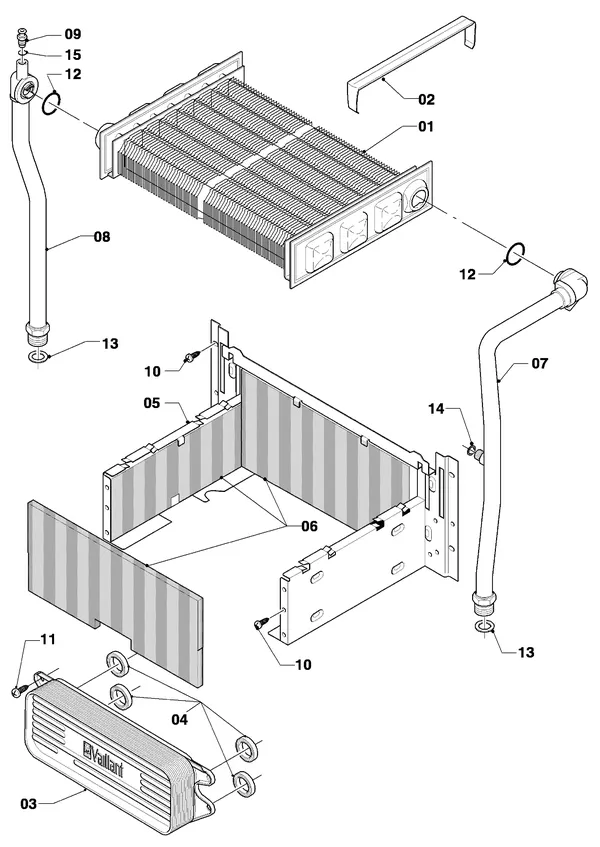 Exploded view Vaillant Cv-ketel VC 254/4-7 R3: Warmtewisselaar