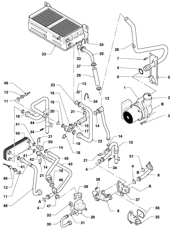 Exploded view Vaillant Cv-ketel VC 254 XE: Aansluitdelen