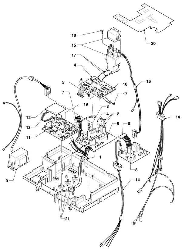 Exploded view Vaillant Cv-ketel VC 254 XE: Schakelkast printplaten