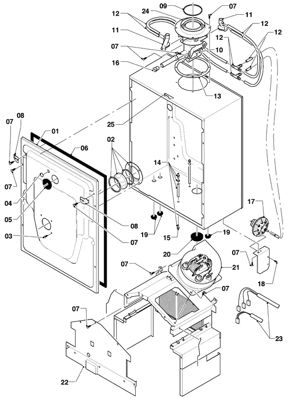 Exploded view Vaillant Cv-ketel Turbo VC 255/2 E: Aansluitdelena