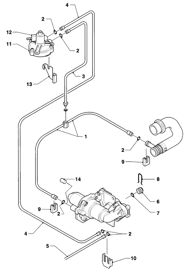 Exploded view Vaillant Cv-ketel Turbo VC 255/2 E: Aansluitdelenc