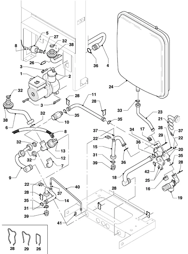 Exploded view Vaillant Cv-ketel Turbo VC 255/3: Aansluitdelen