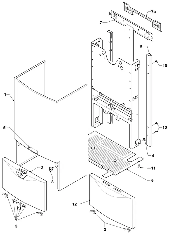 Exploded view Vaillant Cv-ketel Turbo VC 255/3: Manteldelen