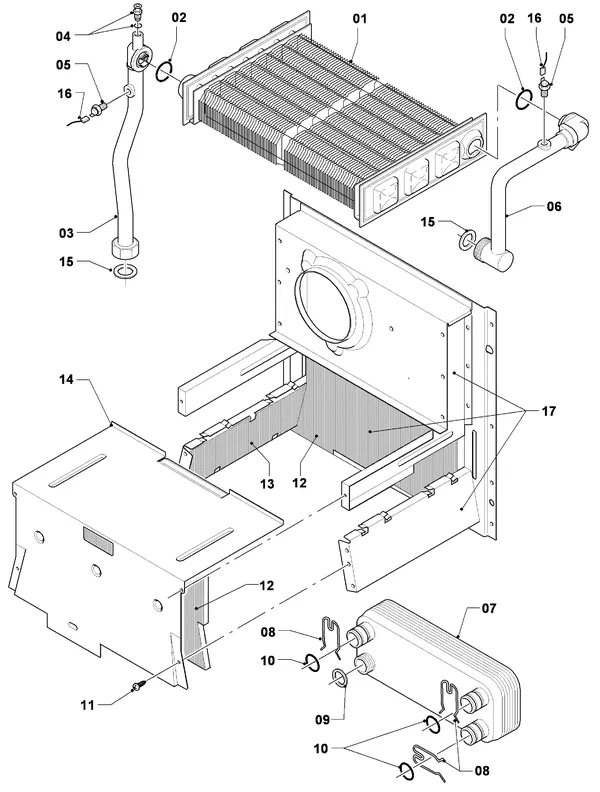 Exploded view Vaillant Cv-ketel Turbo VC 255/3: Warmtewisselaar