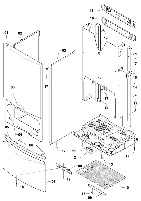 Exploded view Vaillant Cv-ketel Turbo VC 255/4-7 R3: Manteldelen