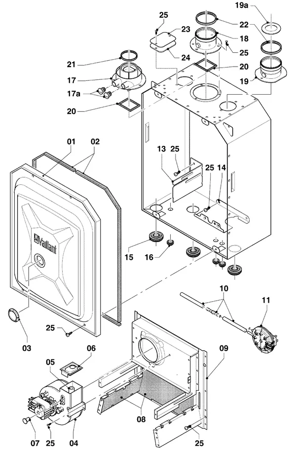 Exploded view Vaillant Cv-ketel Turbo VC 255/4-7 R3: Verbrandingskamer