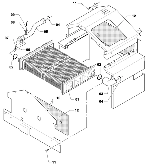 Exploded view Vaillant Cv-ketel Turbo VC 255 E: Warmtewisselaar