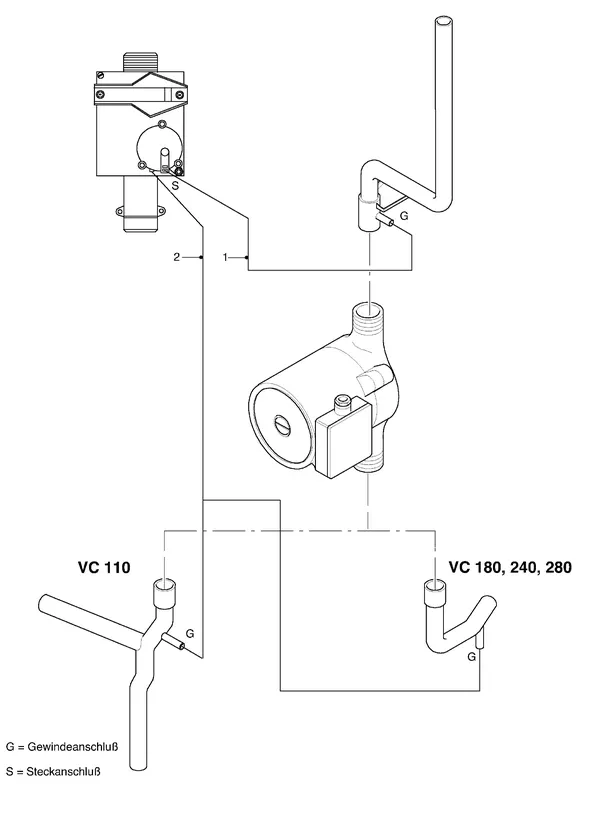 Exploded view Vaillant Cv-ketel Turbo VC 282 E: Aansluitdelenb