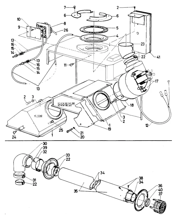 Exploded view Vaillant Cv-ketel Turbo VC 282 E: Verbrandings luchtafvoer