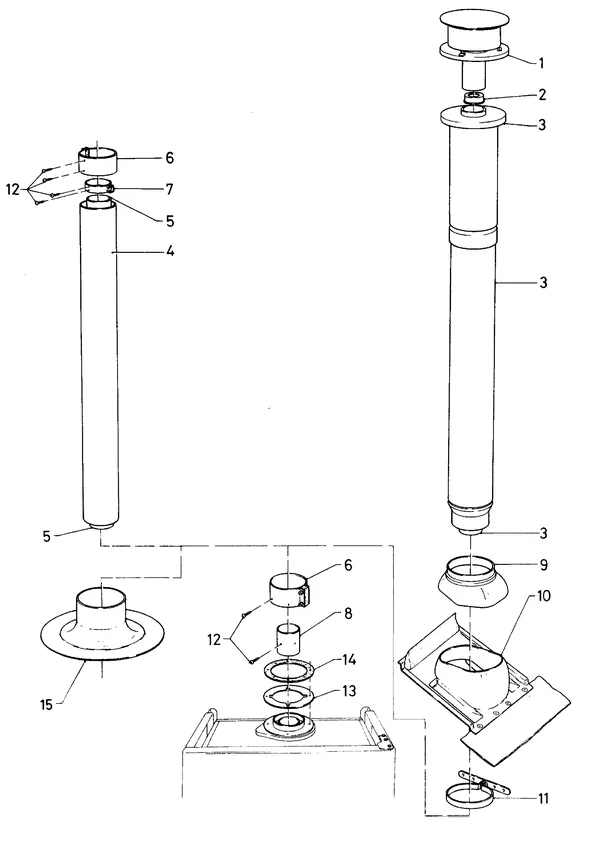 Exploded view Vaillant Cv-ketel Turbo VC 282 E: Verticale dakdoorvoera