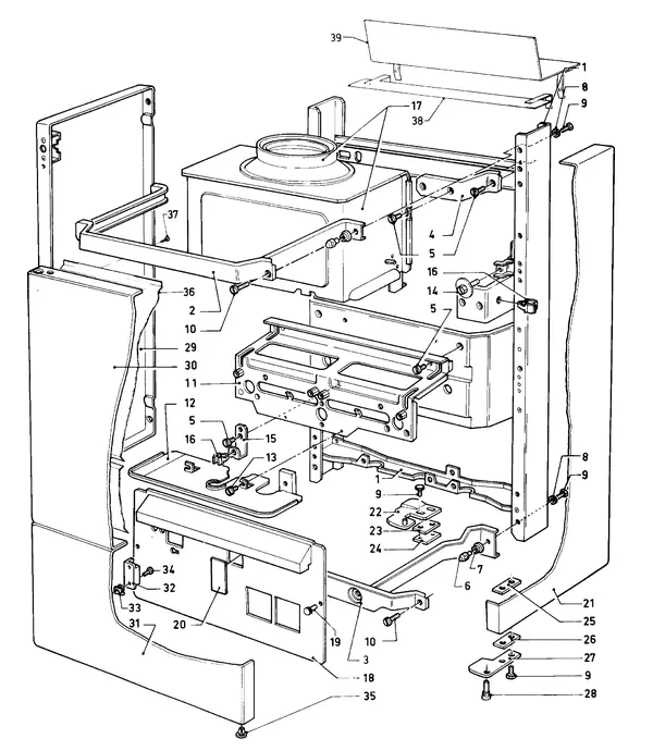 Exploded view Vaillant Combiketel VCW 184 XE (TTB): Manteldelen