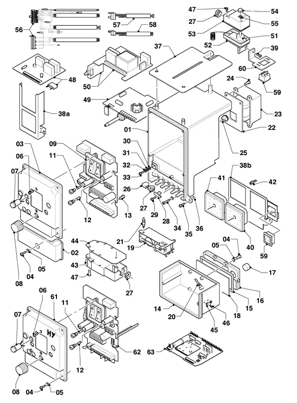 Exploded view Vaillant Combiketel Turbo VCW 185 E: Schakelkast