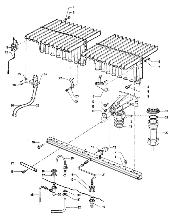Exploded view Vaillant Combiketel Turbo VCW 242 E: Brander