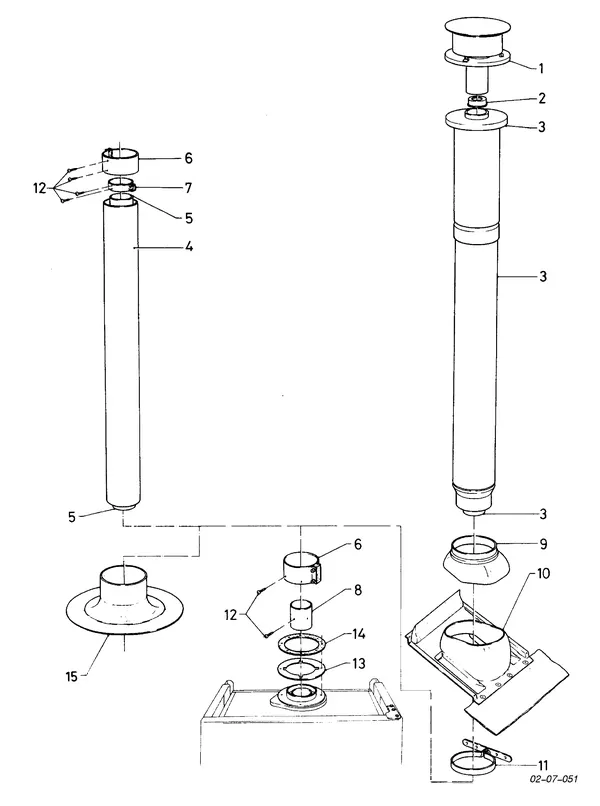 Exploded view Vaillant Combiketel Turbo VCW 242 E: Verticale dakdoorvoera
