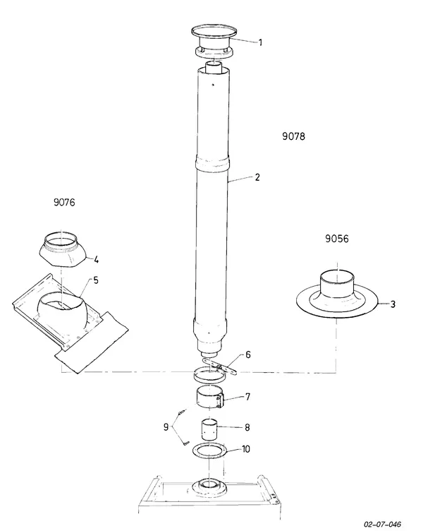 Exploded view Vaillant Combiketel Turbo VCW 242 E: Verticale dakdoorvoerc