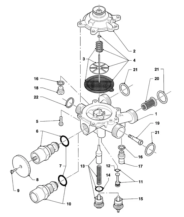 Exploded view Vaillant Combiketel Turbo VCW 242 E: Watergedeelgteb