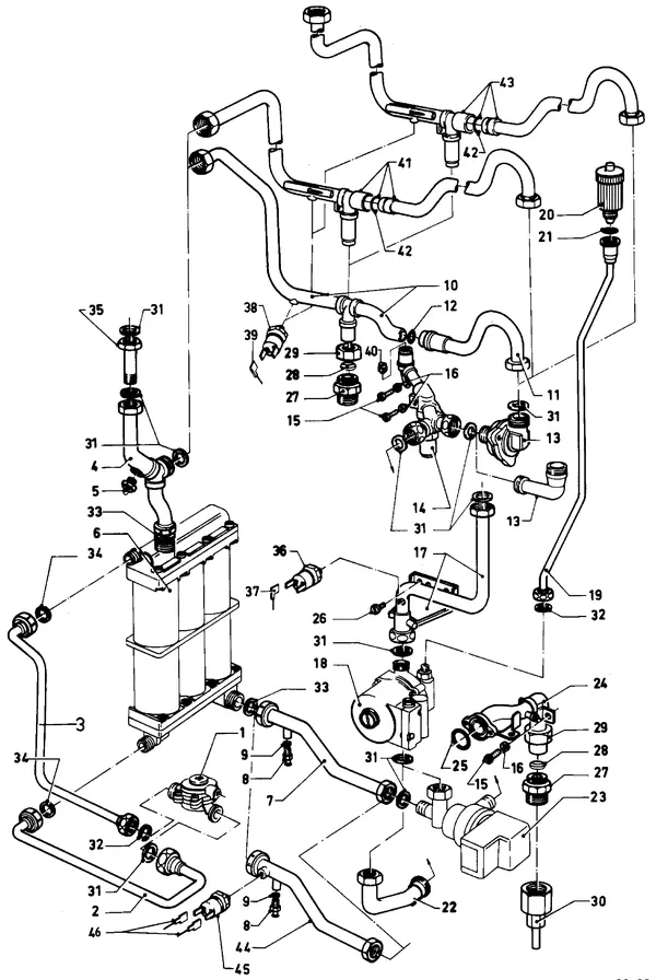 Exploded view Vaillant Combiketel Turbo VCW 242 E S028: Aansluitdelen