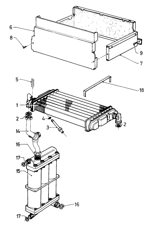 Exploded view Vaillant Combiketel Turbo VCW 245 E: Warmtewisselaar