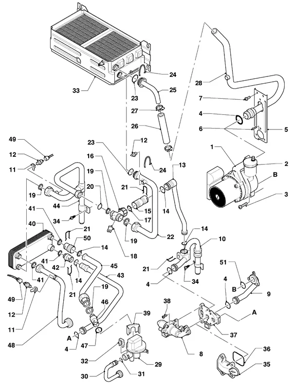 Exploded view Vaillant Combiketel VCW 254/2 XE: Aansluitdelen