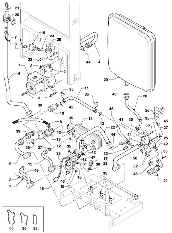 Exploded view Vaillant Combiketel VCW 254/3: Aansluitdelen