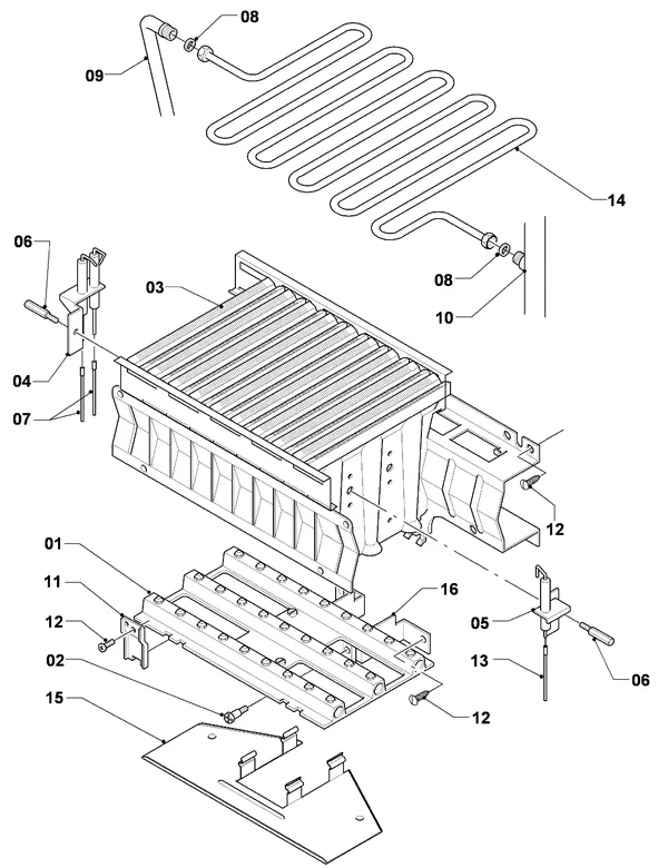 Exploded view Vaillant Combiketel VCW 254/3: Brander