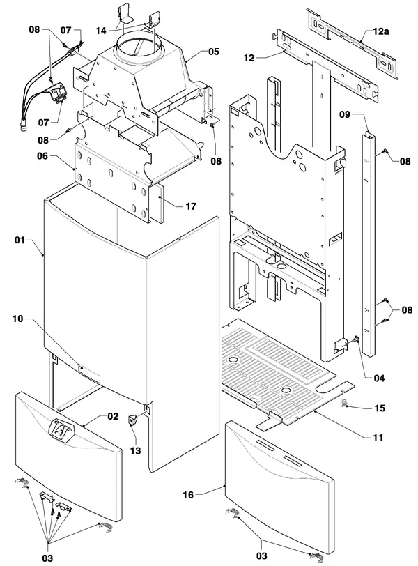 Exploded view Vaillant Combiketel VCW 254/3: Manteldelen