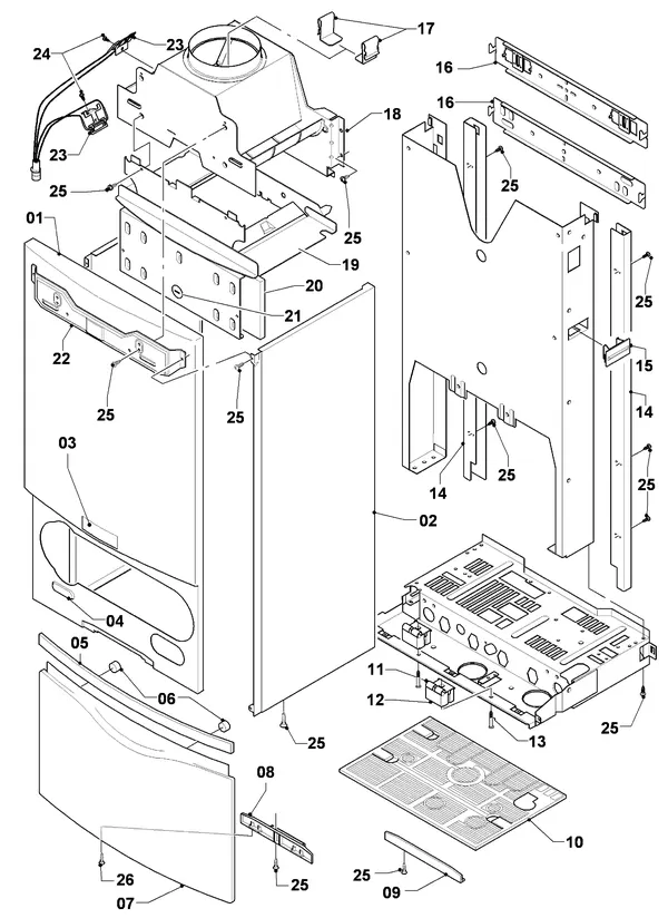 Exploded view Vaillant Combiketel VCW 254/4-7 R3: Manteldelen